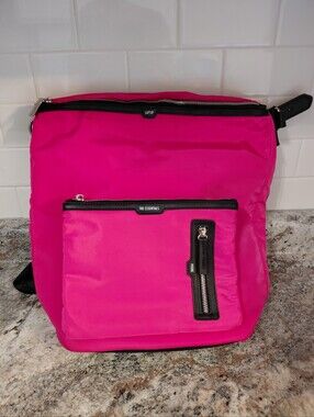 Steve Madden Hot Pink Black Nylon Bag Backpack W/Multiple Pockets Compartments